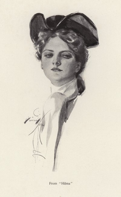 Portret van een vrouw, een personage uit Hilma door Harrison Fisher