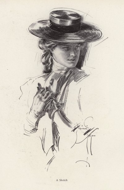 Portret van een vrouw met een hoed door Harrison Fisher