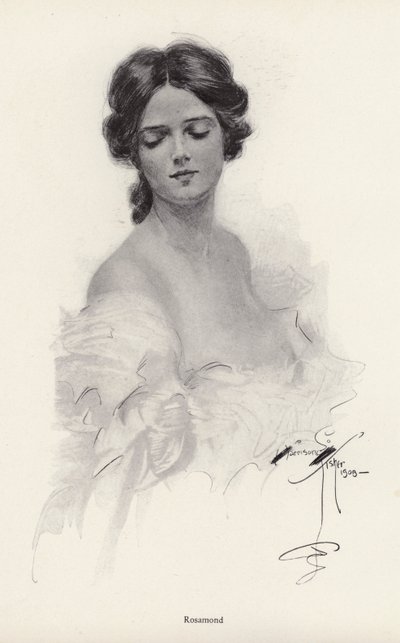 Portret van een vrouw genaamd Rosamond door Harrison Fisher