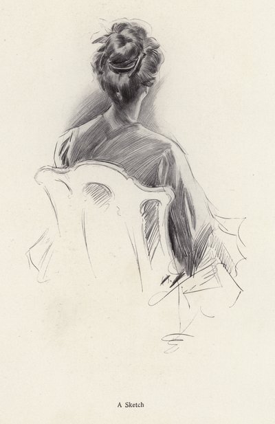 Achteraanzicht portret van een vrouw (litho) door Harrison Fisher