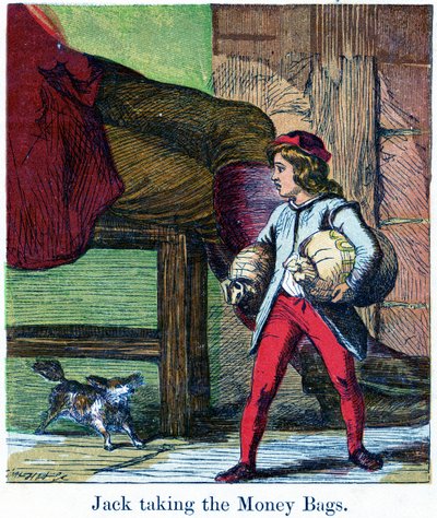 Jack neemt de geldzakken uit het kasteel van de reus, 1867 door Harrison William Weir