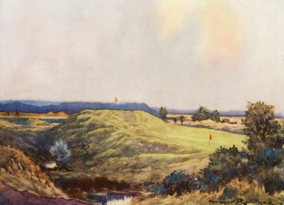 Golfbanen: Frilford Heath, nadering van de negende green door Harry (1878 1950) Rountree