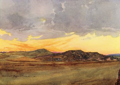 Golfbanen: Prestwick, terugkijkend naar de "Alpen" door Harry (1878 1950) Rountree