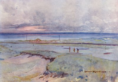 Golfbanen: Muirfield, de vierde en veertiende greens door Harry (1878 1950) Rountree