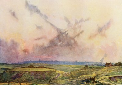 Golfbanen: St Andrews, de stad in de verte door Harry (1878 1950) Rountree