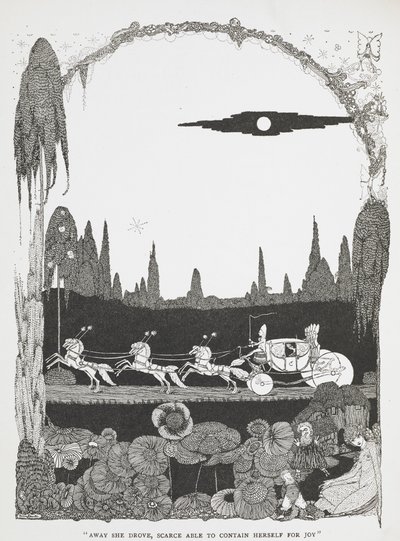 Ze reed weg, nauwelijks in staat zichzelf te bevatten van vreugde. door Harry Clarke