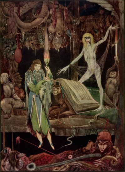 "Ik denk, een miljoen dwazen in koor / zijn aan het razen en zullen nooit moe worden", illustratie uit Faust door Goethe, vertaald door John Anster door Harry Clarke