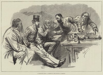 Een moeilijk punt, een schets in het Lagerhuis door Harry Furniss