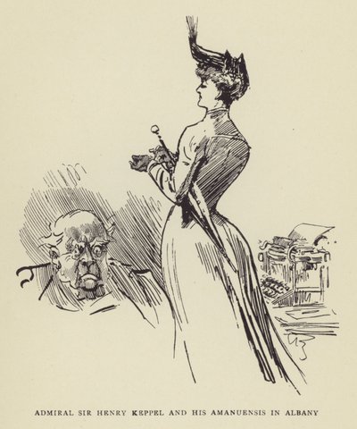 Admiraal Sir Henry Keppel en zijn amanuensis in Albany door Harry Furniss