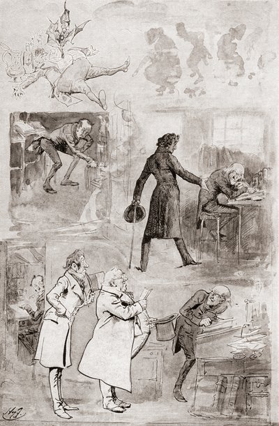Illustratie voor A Christmas Carol uit The Christmas Books van Charles Dickens door Harry Furniss