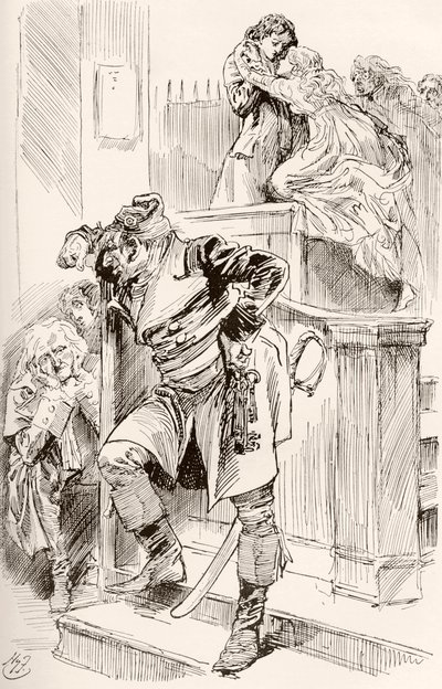 Illustratie voor de roman Een verhaal van twee steden van Charles Dickens door Harry Furniss