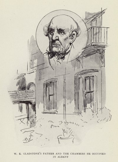 W E Gladstones vader en de kamers die hij bezette in Albany door Harry Furniss