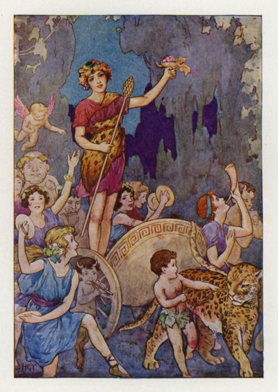 Bacchus (kleurenlitho) door Harry George Theaker