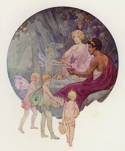 Calypso in haar grot (kleurenlitho) door Harry George Theaker