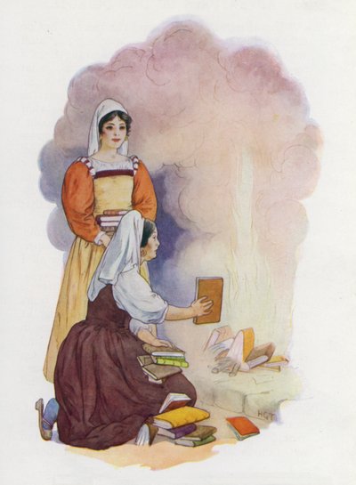 Illustratie voor Don Quichot (kleurenlitho) door Harry George Theaker