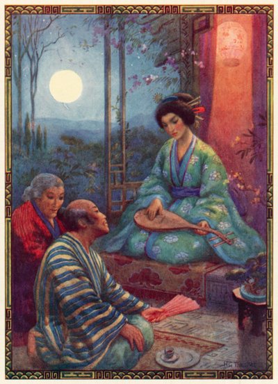Prinses Pracht van de vederlichte bamboe (kleurenlitho) door Harry George Theaker