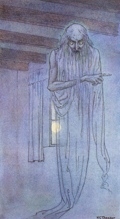 Het spook (kleurenlitho) door Harry George Theaker