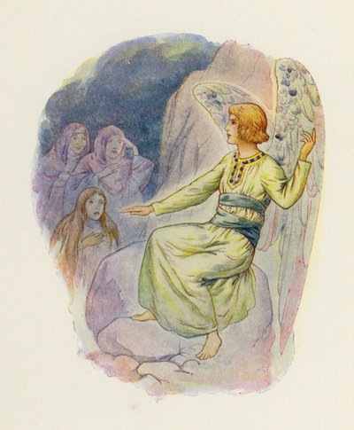 "Waarom zoekt gij de levenden onder de doden" (kleurenlitho) door Harry George Theaker