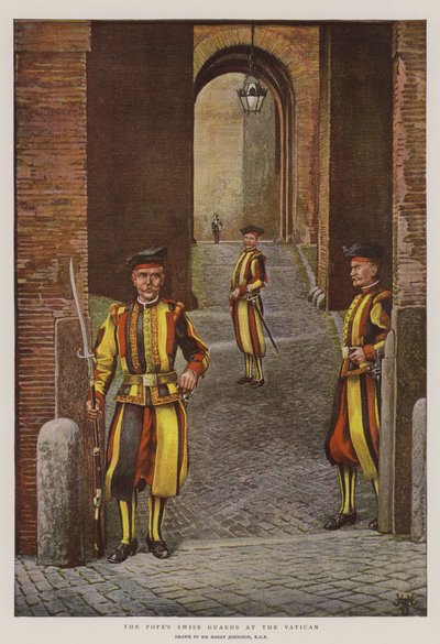 De Zwitserse Garde van de Paus in het Vaticaan door Harry Hamilton Johnston
