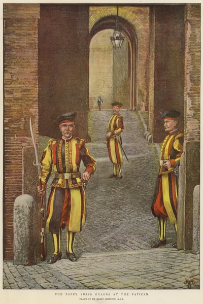 De Zwitserse Garde van de Paus in het Vaticaan door Harry Hamilton Johnston