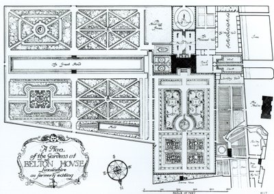Een Plan van de Tuinen bij Belton House, Lincolnshire, zoals vroeger bestaand, ca. 1900 door Harry Inigo Triggs