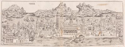 1930 herdruk van het uitzicht op Venetië uit de Neurenbergse kroniek (bijgesneden) door Hartmann Schedel