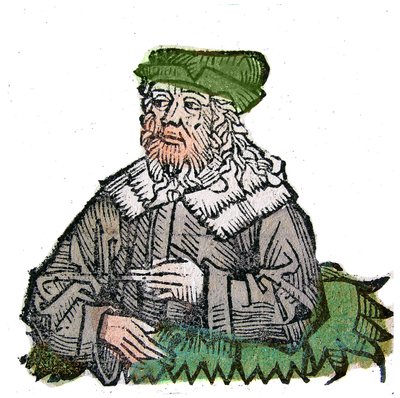 Portret van Plotinus, Griekse filosoof. Houtsnede uit 