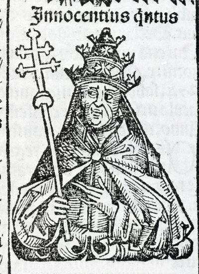 Portret van paus Innocentius IV (1195 - 1254) in Liber chronicarum door Hartmann Schedel Neurenberg 1497 door Hartmann Schedel
