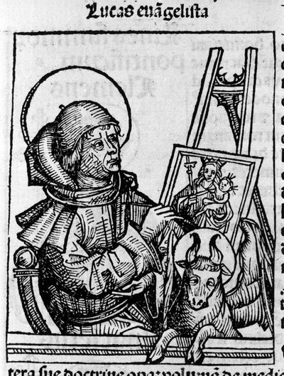 Afbeelding van de Evangelist Sint Lucas. Gravure uit 