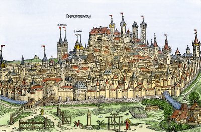 Uitzicht op de stad Neurenberg, Duitsland door Hartmann Schedel