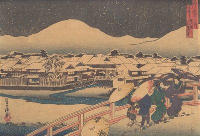 Nachtzicht van het Yamato-theehuis door Hasegawa Sadanobu
