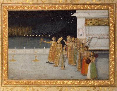 Dames van de Keizerlijke Harem vieren de nacht van Shab-i Bara, 1725-50 door Hashim