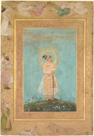 Shah Jahan met een spinel en een lange Deccan-zwaard, uit het Late Shah Jahan Album, ca. 1650 door Hashim