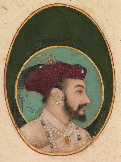 Shah Jahan, ca. 1630 (dekkende aquarel, inkt en goud op papier) door Hashim Hashim