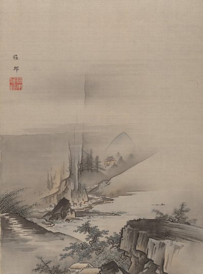 Stroomversnellingen en waterval van een rivier door Hashimoto Gaho