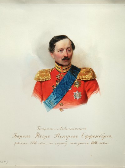 Portret van Generaal Baron Fyodor Petrovich von Offenberg 1789-1857 Uit het Album van de Keizerlijke Huzaren, 1846-1849 door Hau