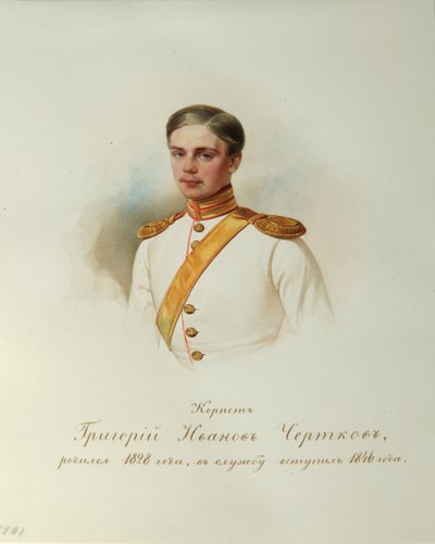 Portret van Grigory Ivanovich Chertkov 1828-1884 Uit het Album van de Keizerlijke Huzaren, 1846-1849 door Hau
