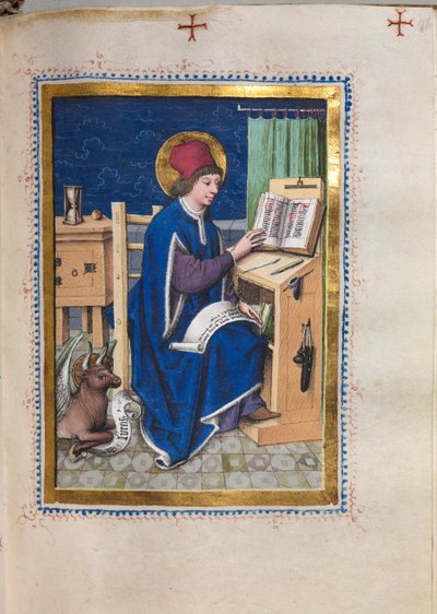Evangelieboek met Evangelistenportretten: Sint Lucas, 1480-1500 door Hausbuch Master