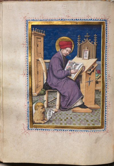 Evangelieboek met Evangelistenportretten: Sint Marcus door Hausbuch Master