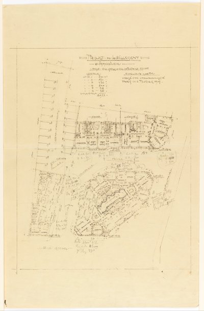 Plan, Project de Lotillement, rue Gros en rue de la Fontaine, Parijs door Hector Guimard
