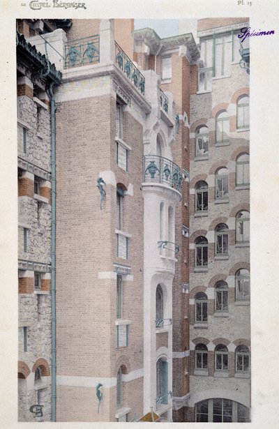 Uitzicht op het Castel Beranger (1897-1898), gebouw ontworpen door architect Hector Guimard (1867-1942) door Hector Guimard