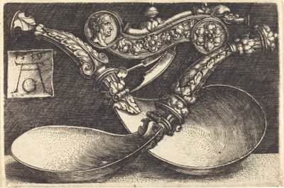 Ontwerpen voor Twee Lepels en een Hondenfluitje door Heinrich Aldegrever