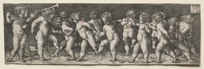 Vijftien Naakte Kinderen Dansen, 1535 door Heinrich Aldegrever