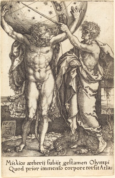 Hercules en Atlas door Heinrich Aldegrever