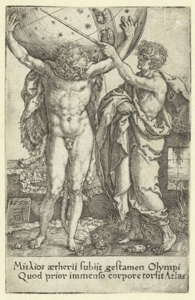 Hercules en Atlas door Heinrich Aldegrever