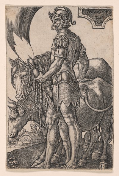 Mars, uit De zeven planetaire goden door Heinrich Aldegrever