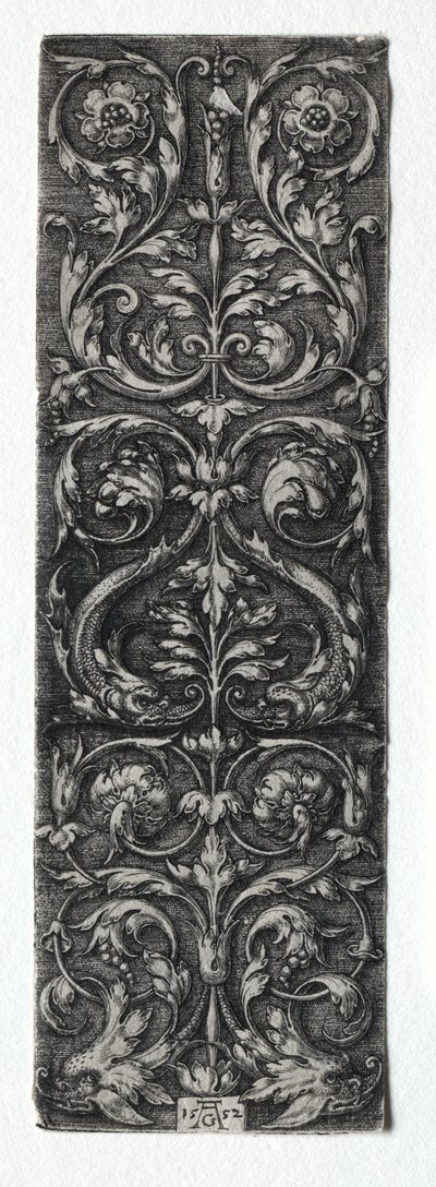 Ornamentontwerp met vissen door Heinrich Aldegrever