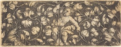 Ornament met Bladwerk en een Kind in het Midden door Heinrich Aldegrever