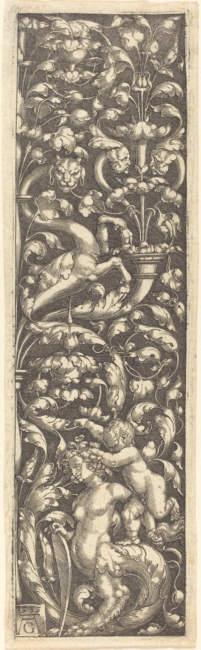 Ornament met een Kind op de Rug van een Sfinx door Heinrich Aldegrever
