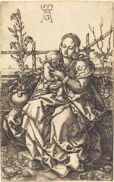 De Maagd zittend, 1553 door Heinrich Aldegrever